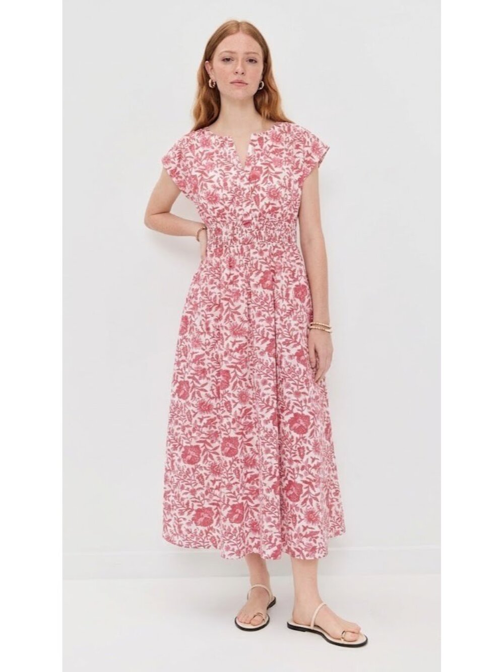 NWT Marea by Liz Joy Clara in Poppy Blossom Blockprint Cotton Midi Dress XL